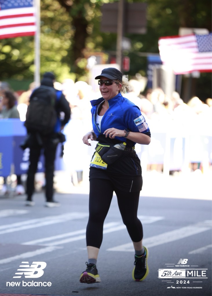 Iris running the 5th Ave Mile 2024