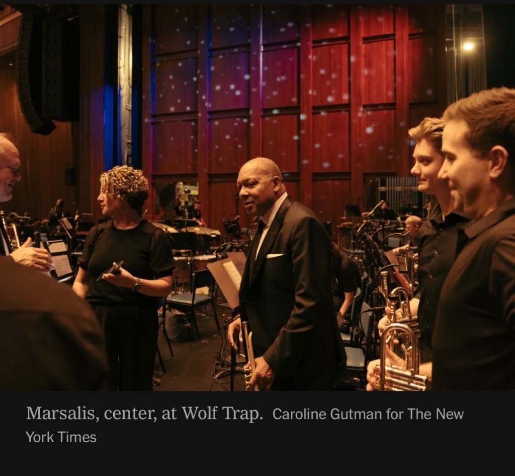 Wynton Marsalis with the National Symphony at Wolf Trap, Tessa to his right