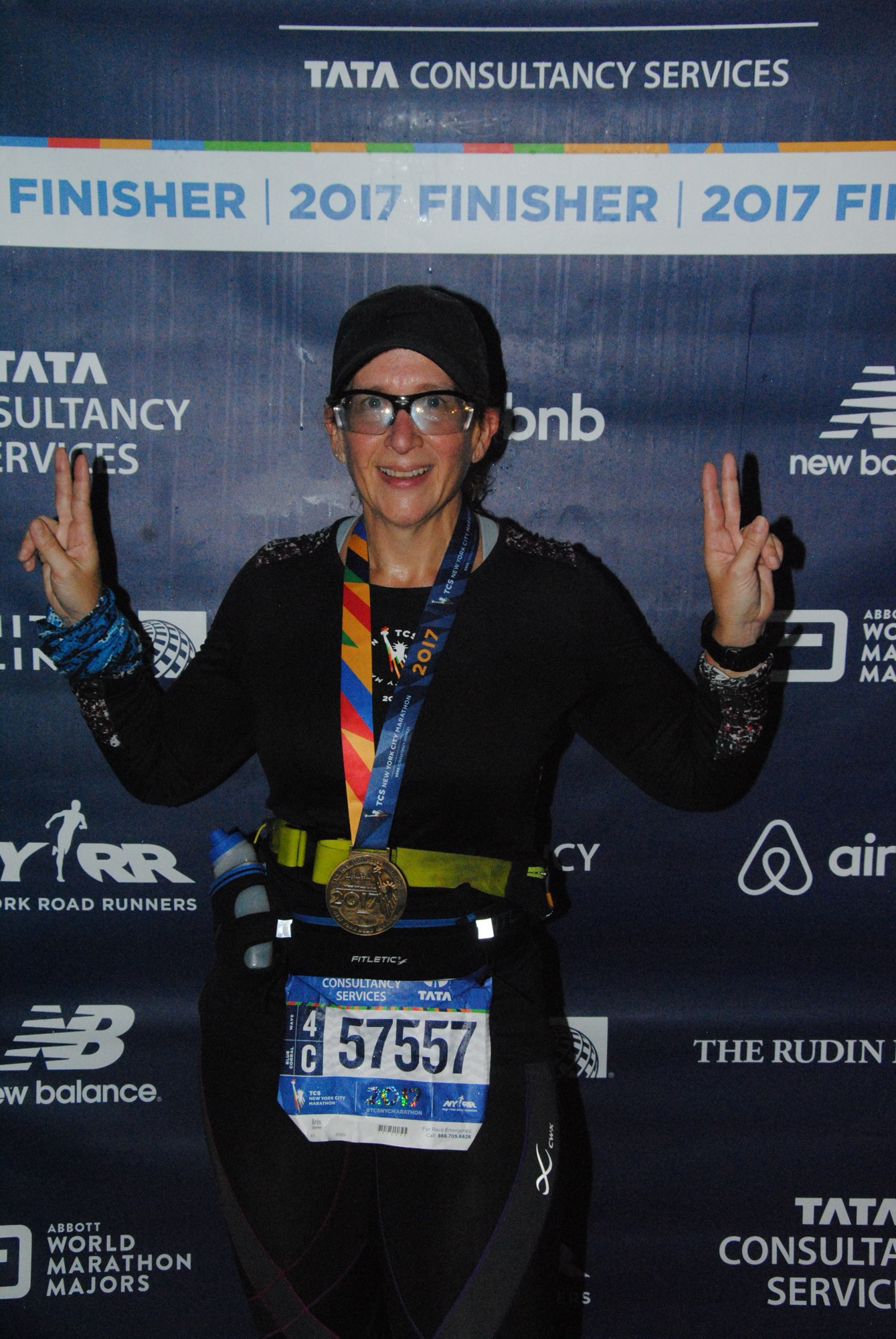 Iris running the New York City Marathon, 2017